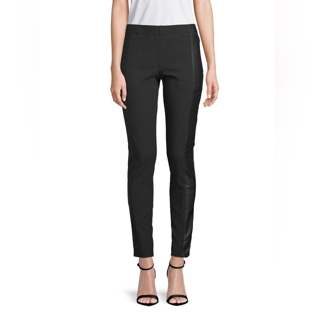 Club Monaco Amya Black Leggings Faux Leather Side Panel